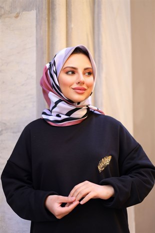  Nova Desen Twill Eşarp Rose Kahve
