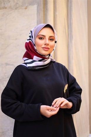 Nova Desen Twill Eşarp Bordo