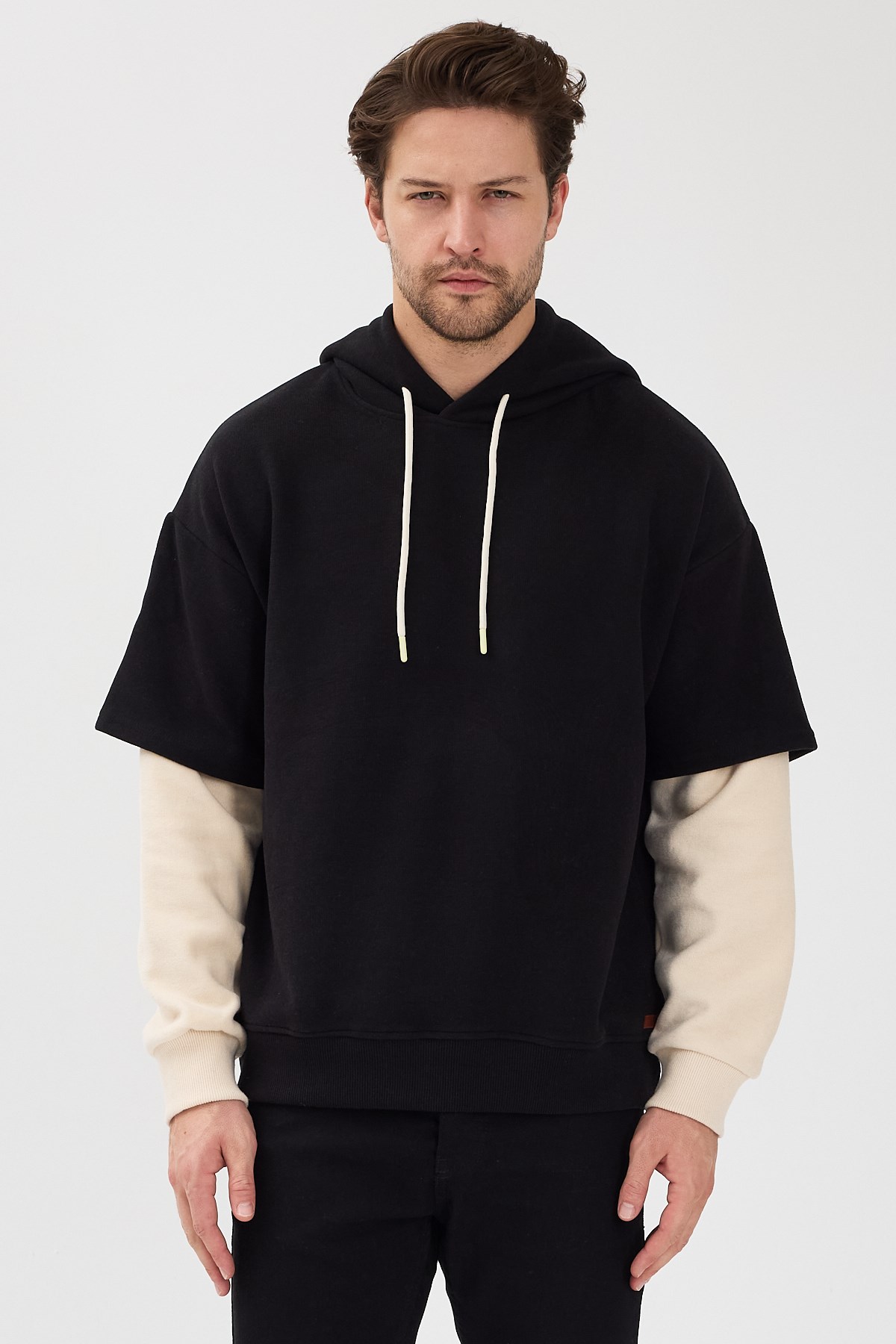 İki Renk Oversize Kapşonlu Siyah Sweatshirt - www.northlondon.com.tr
