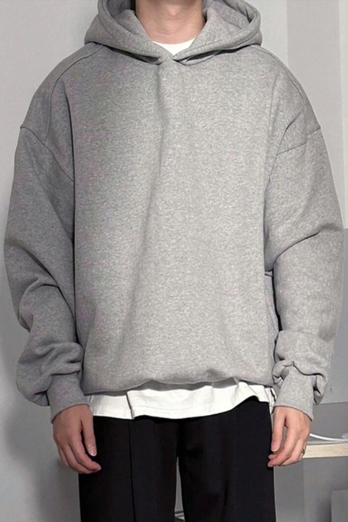 Kapüşonlu Gri Oversize Sweatshirt  - www.northlondon.com.tr