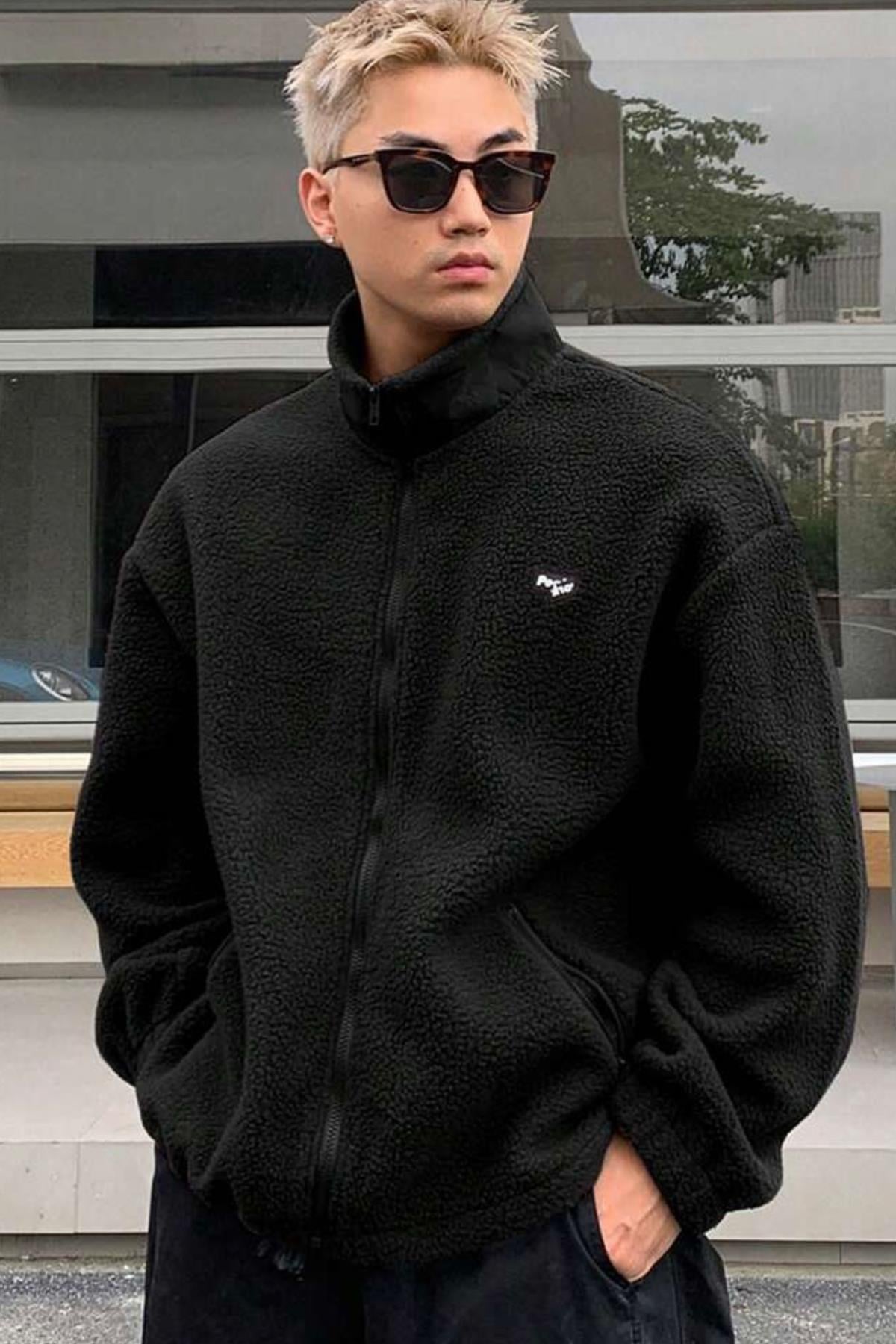Siyah Kuzu Peluş Sweatshirt - www.northlondon.com.tr