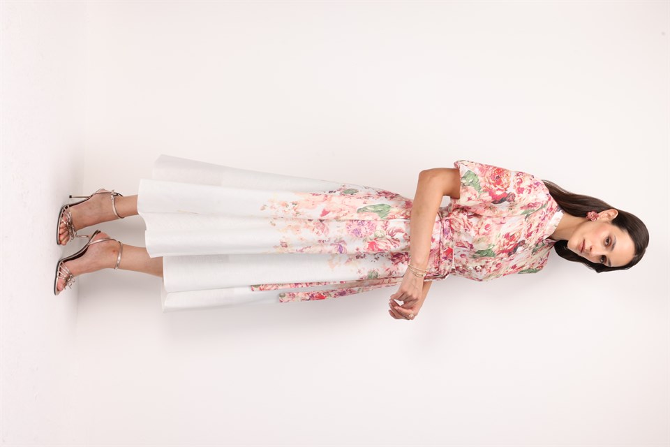 Linen Dress with Button Detail ECRU