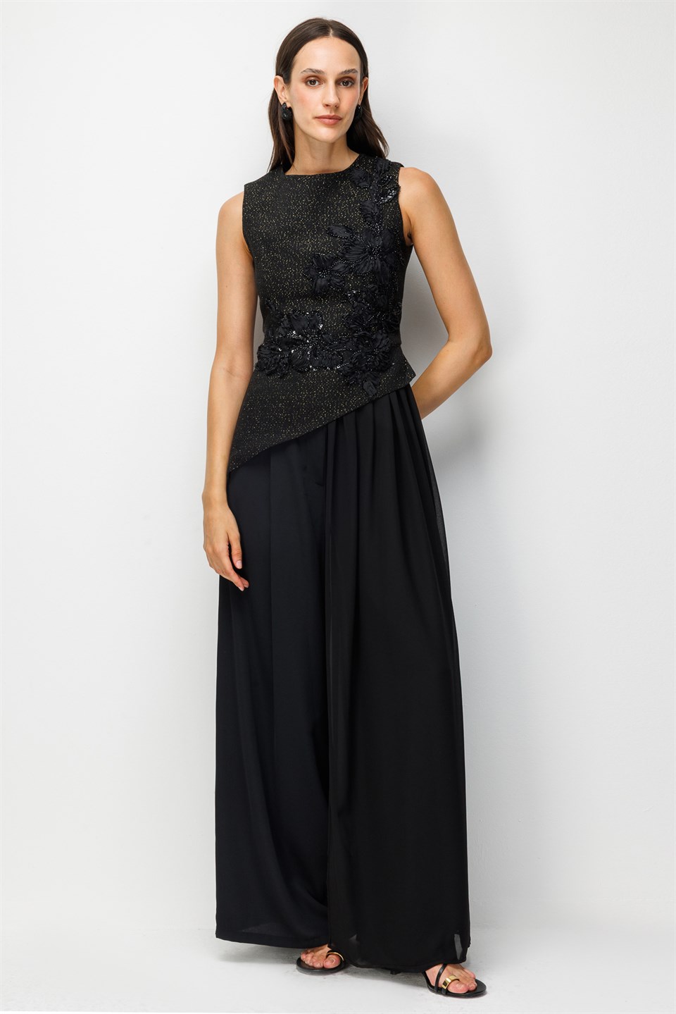 Embellished Detail Elegant Blouse Black