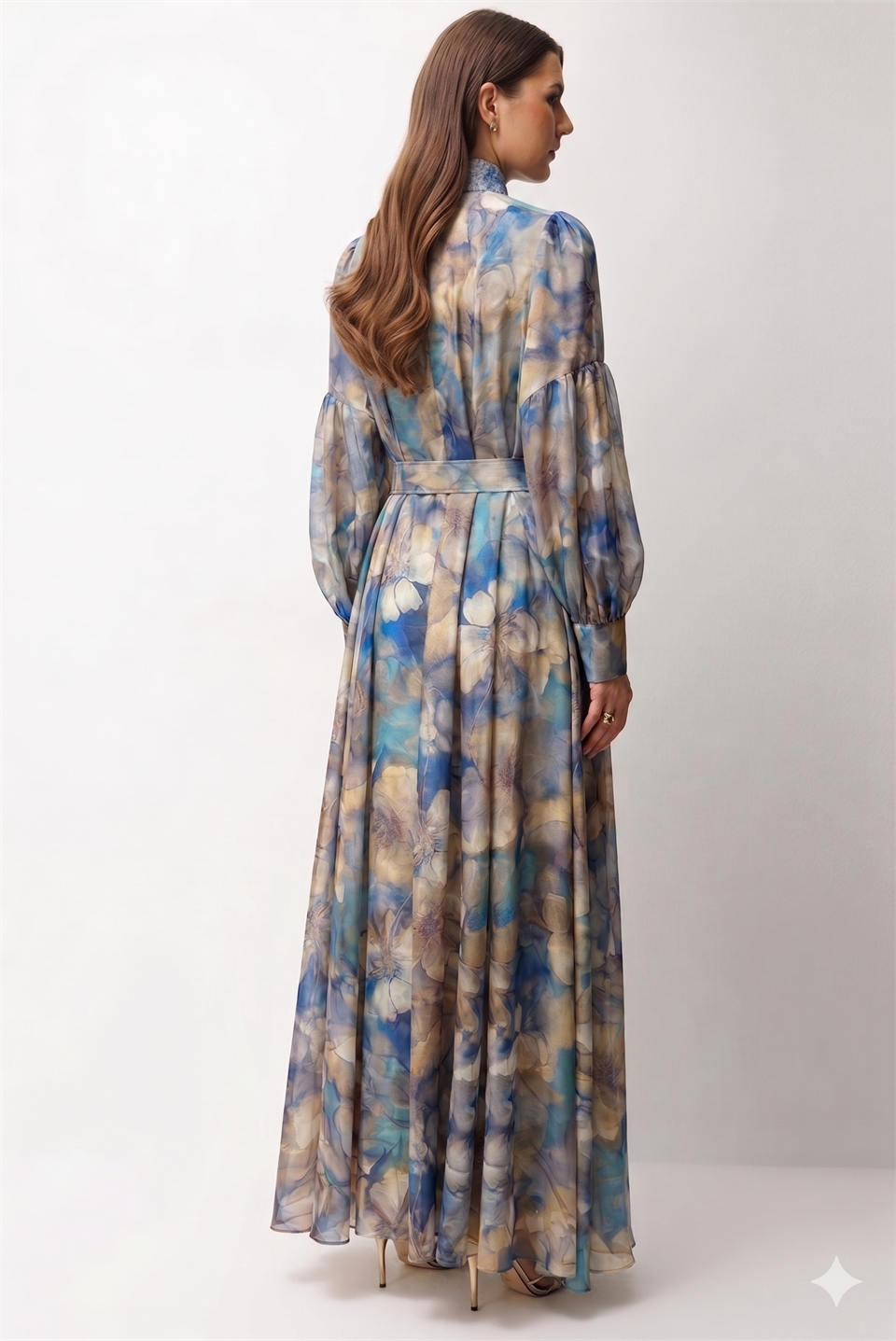 Collar Stone Embroidered Digital Dress SAKS