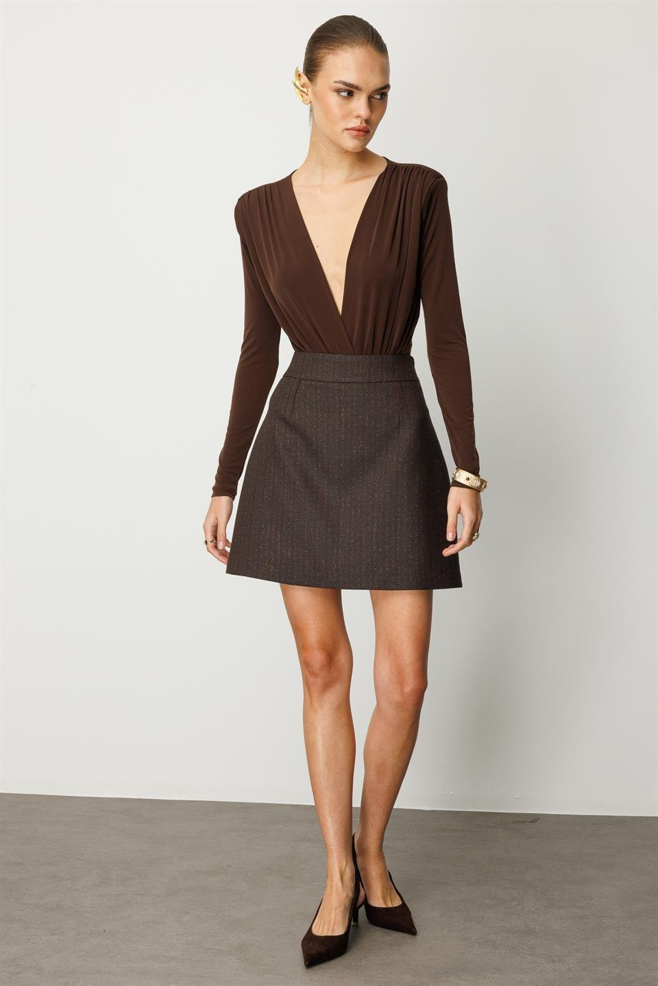 A Form Mini Etek KAHVE