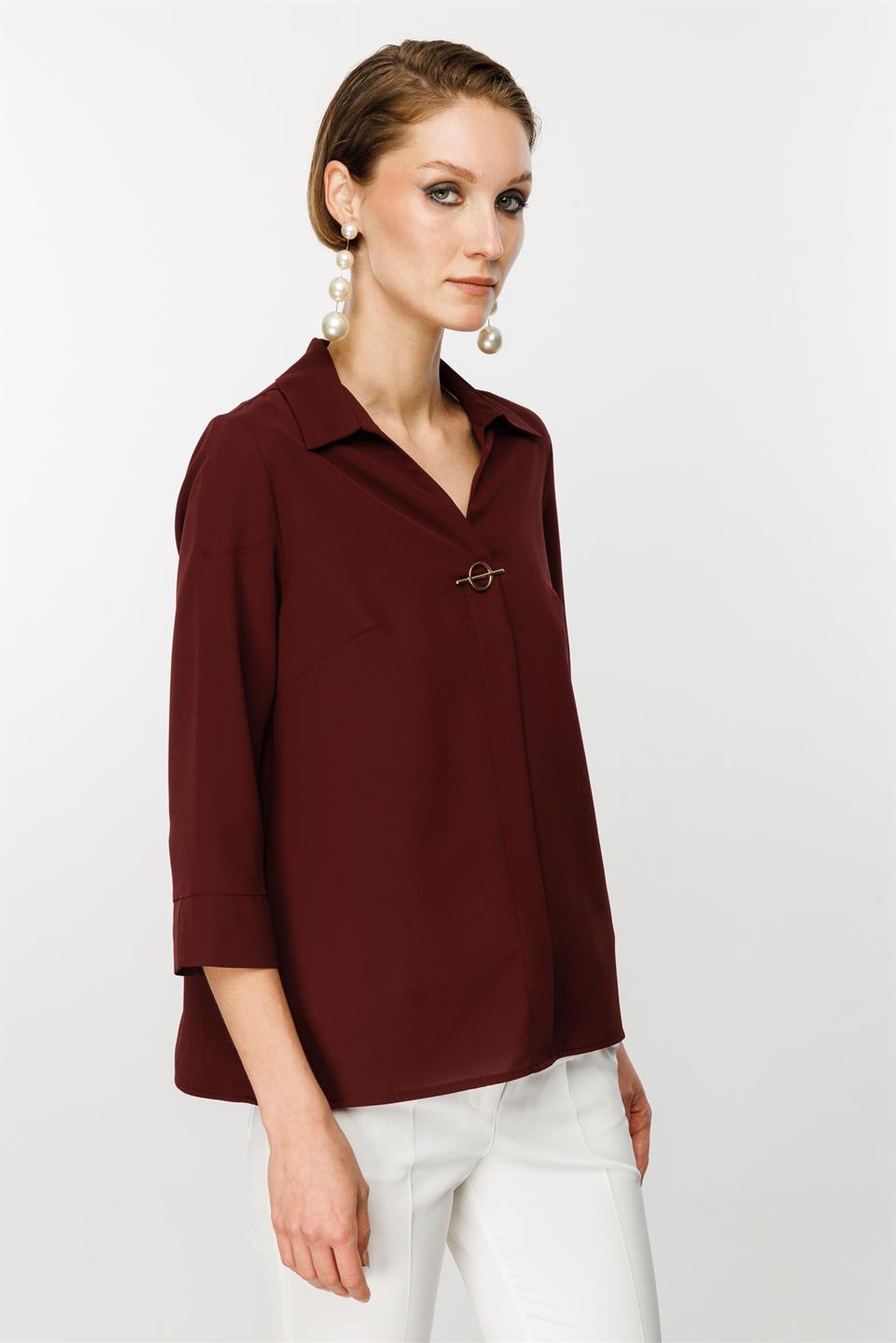 Aksesuar Detaylı Bluz BORDO