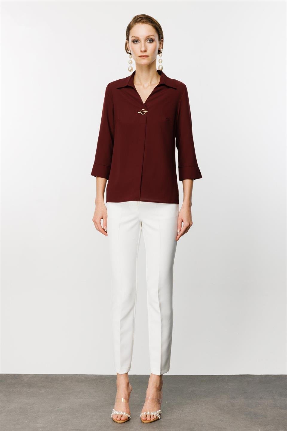 Aksesuar Detaylı Bluz BORDO