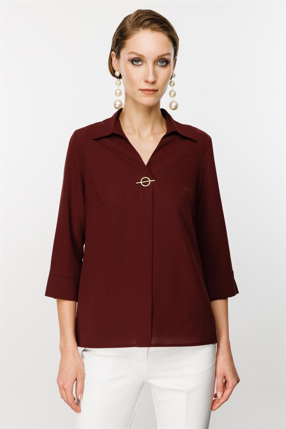 Aksesuar Detaylı Bluz BORDO