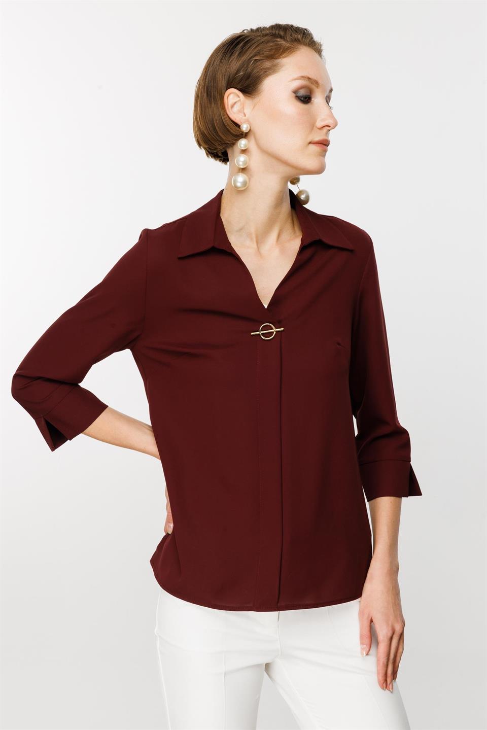 Aksesuar Detaylı Bluz BORDO