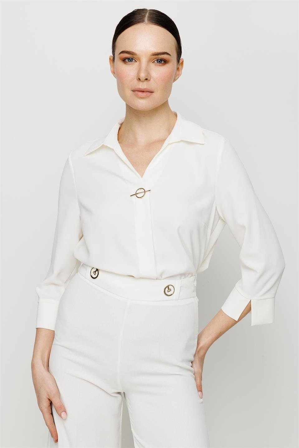 Aksesuar Detaylı Bluz EKRU