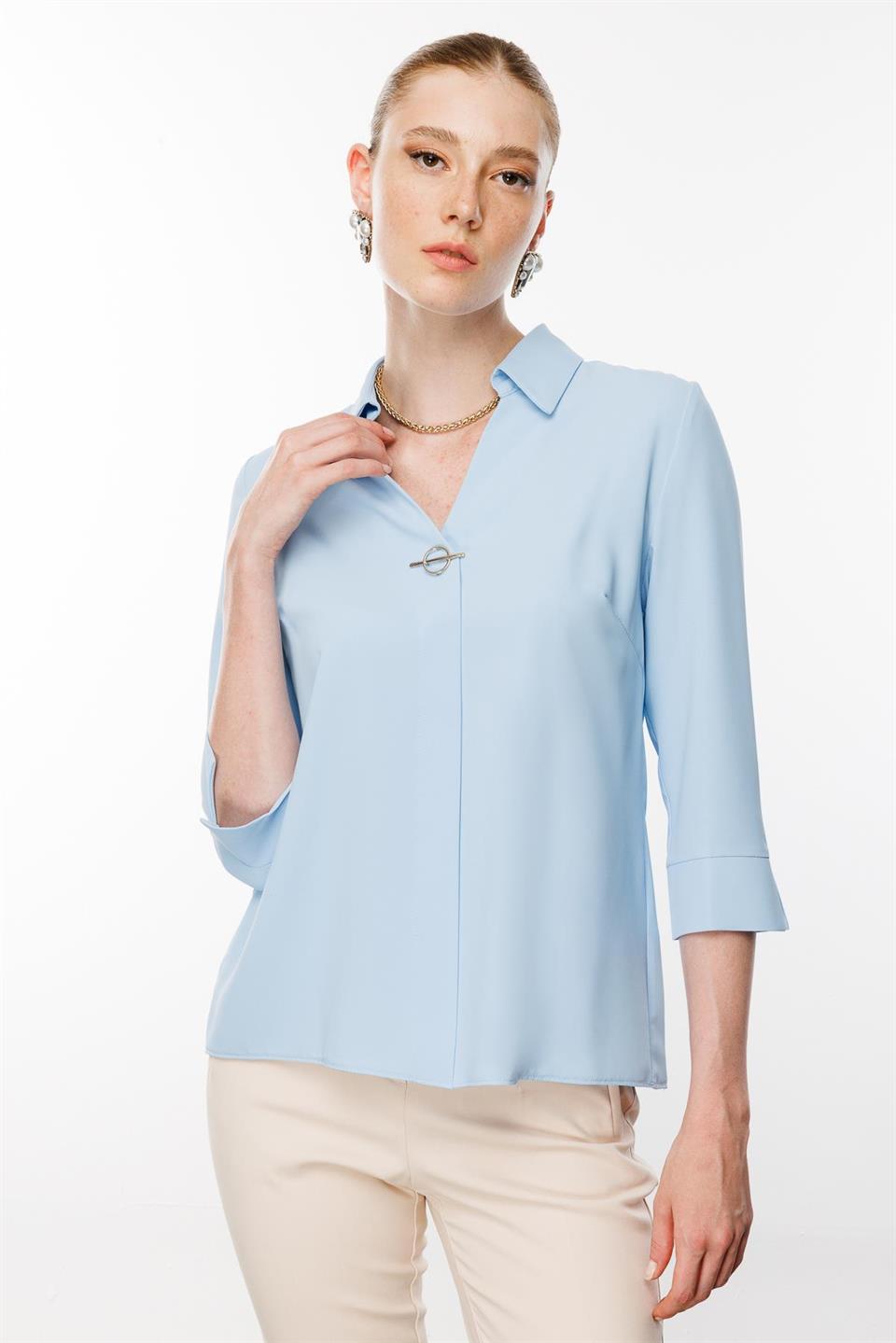 Aksesuar Detaylı Bluz MAVİ