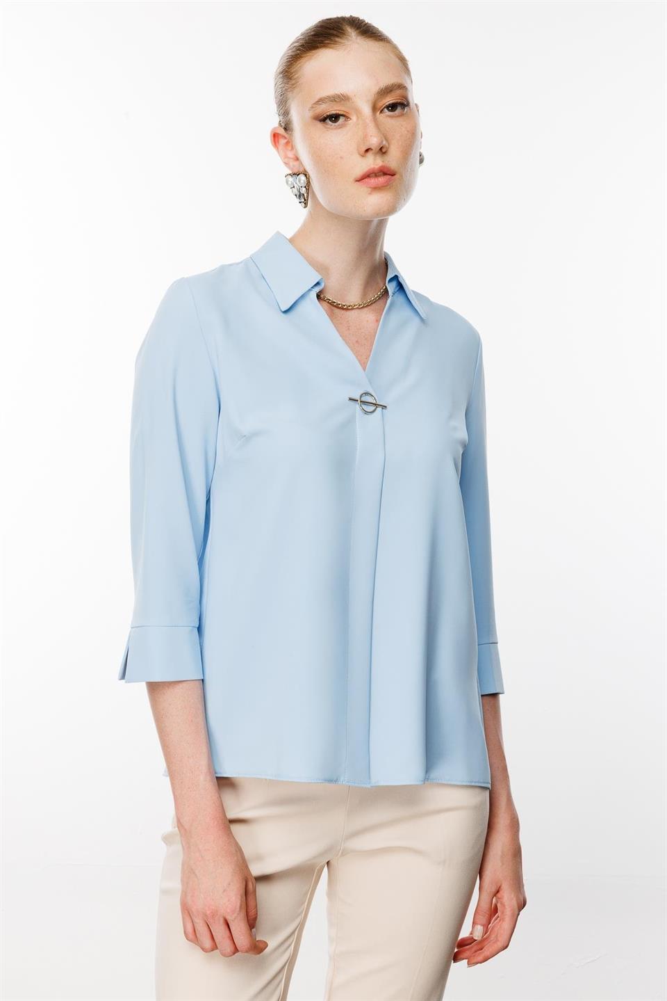 Aksesuar Detaylı Bluz MAVİ