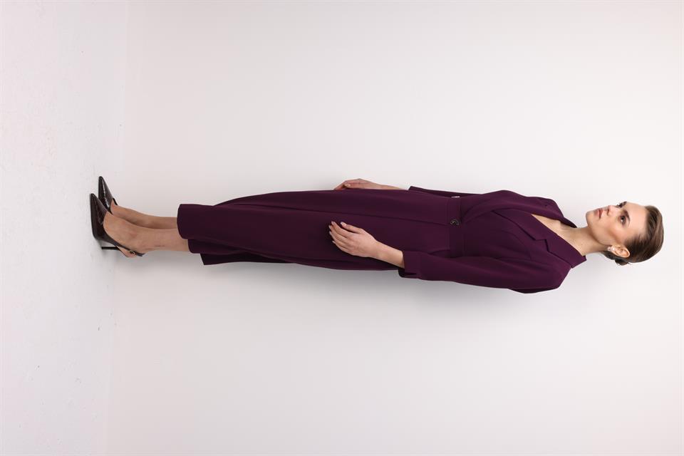 Aksesuar Detaylı Kruvaze Elbise MÜRDÜM