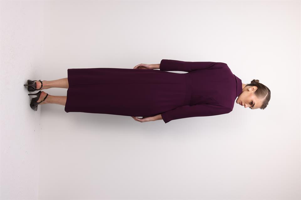 Aksesuar Detaylı Kruvaze Elbise MÜRDÜM