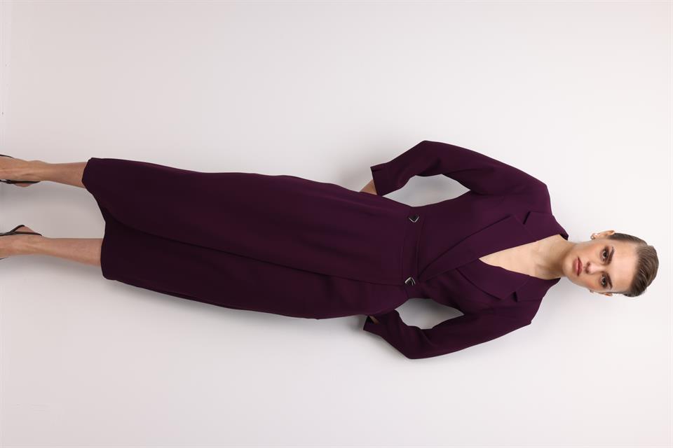 Aksesuar Detaylı Kruvaze Elbise MÜRDÜM