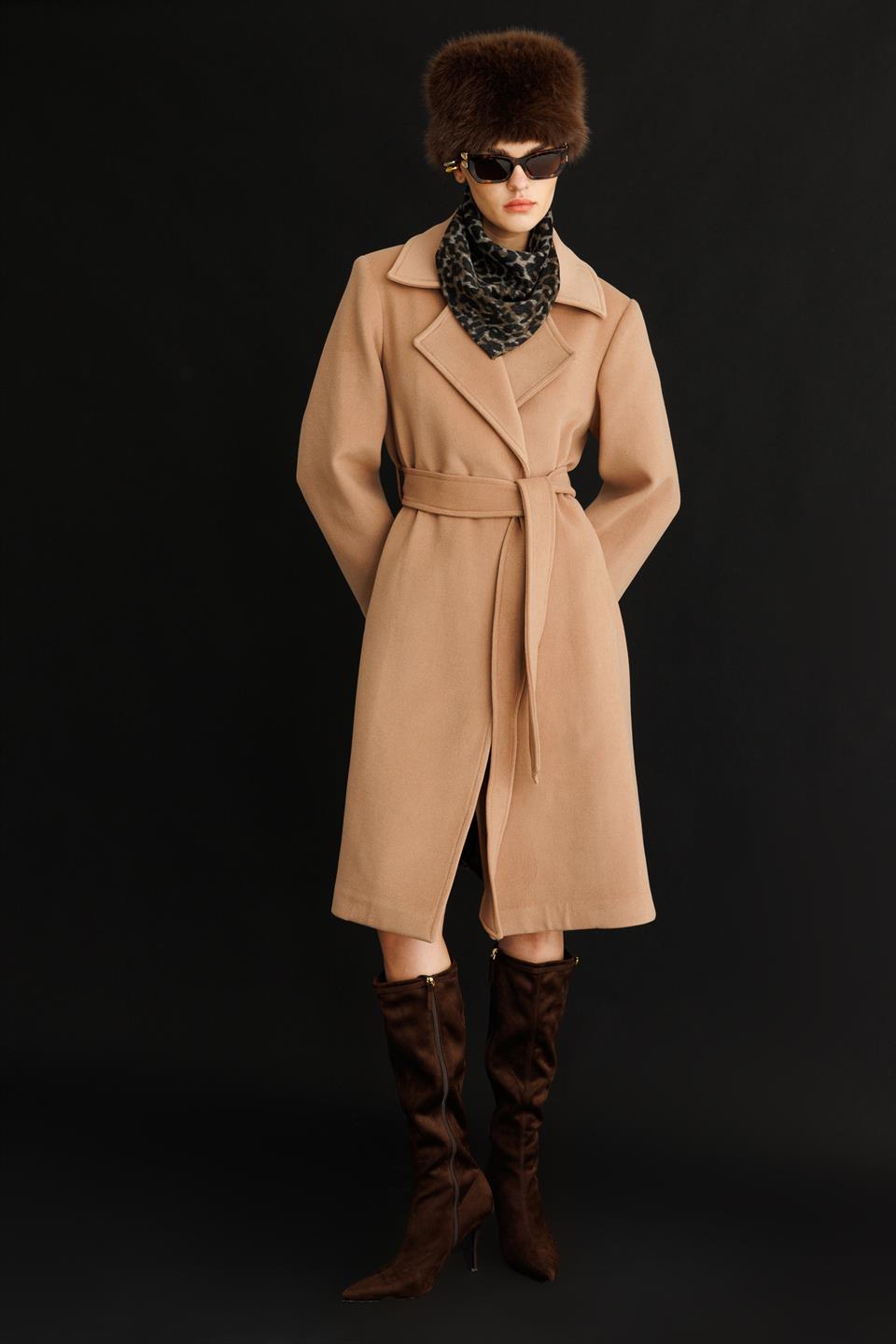 Astar Detaylı Kaşe Kaban BEJ