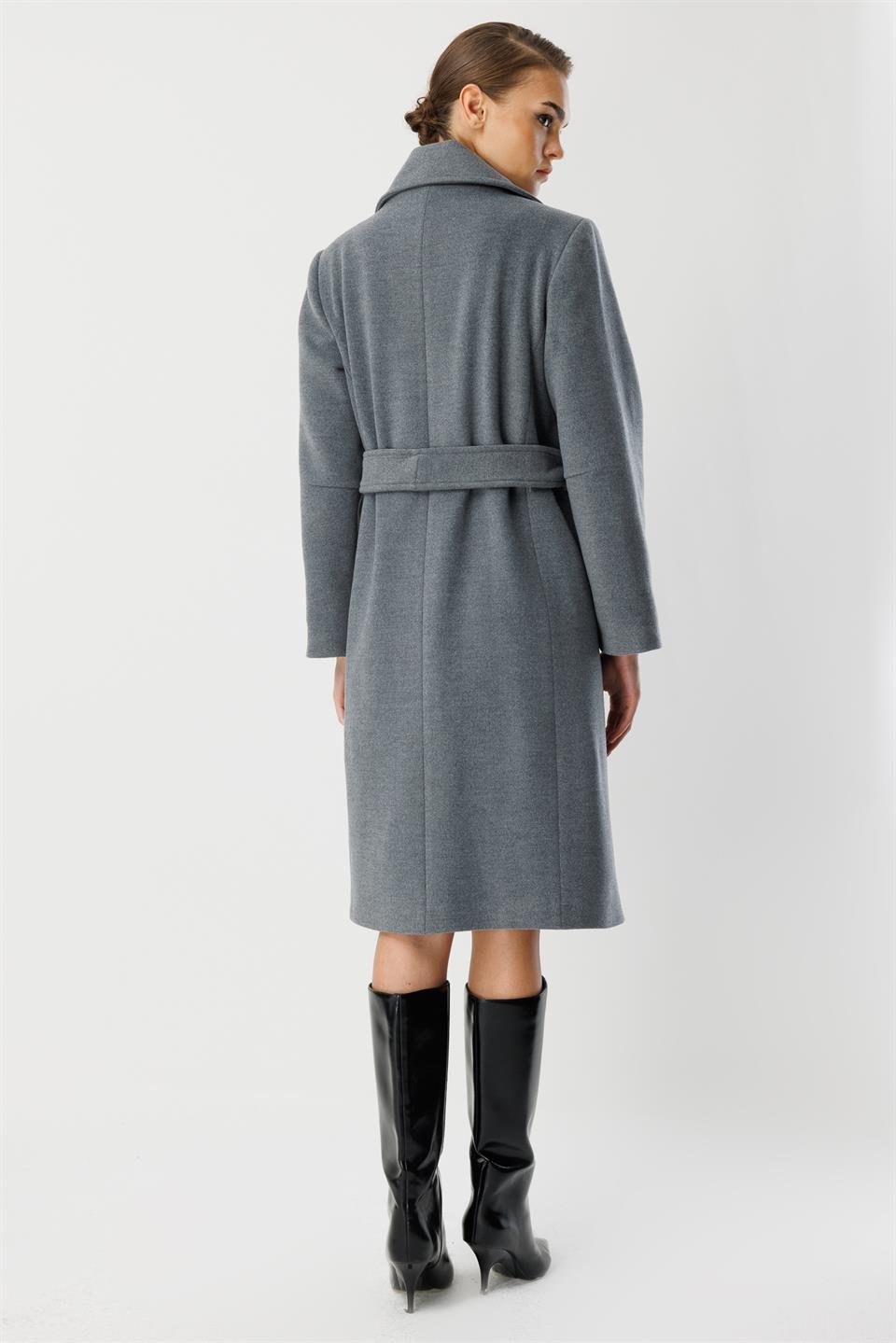 Astar Detaylı Kaşe Kaban GRİ