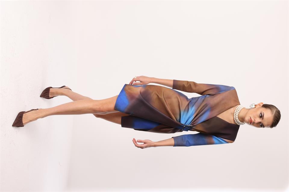 Batik Kahve Toka Detay Elbise KAHVE