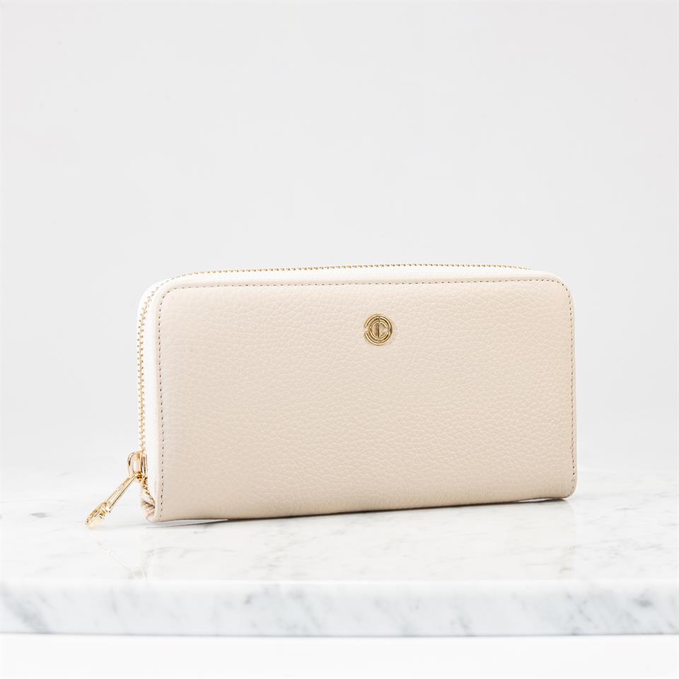 Beige Genuine Leather Womens Wallet