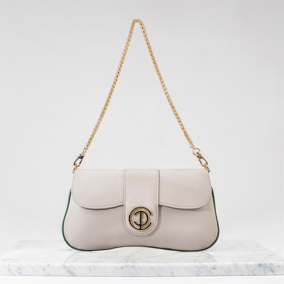 Beige Genuine Leather Womens Bag