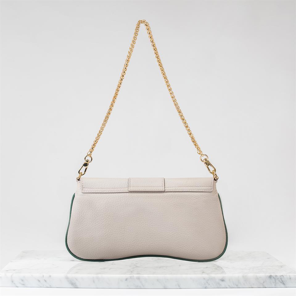 Beige Genuine Leather Womens Bag