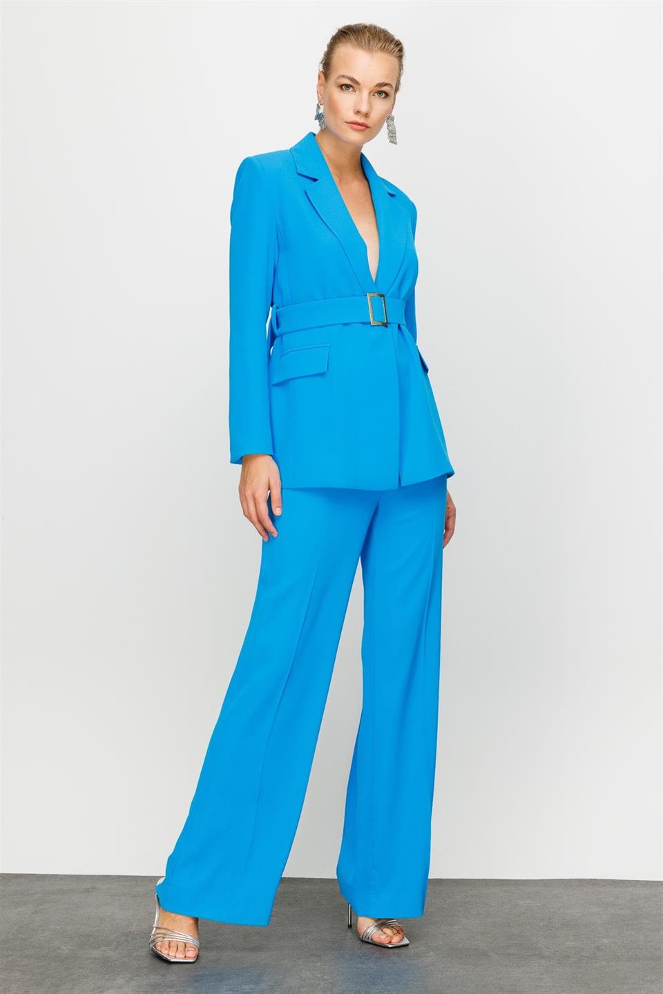 Beli Kemerli Ceket MAVİ