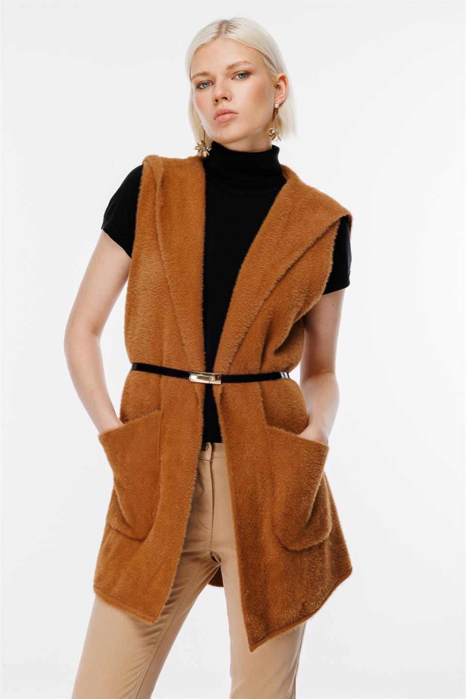 Waist Belted Vest CAMEL
