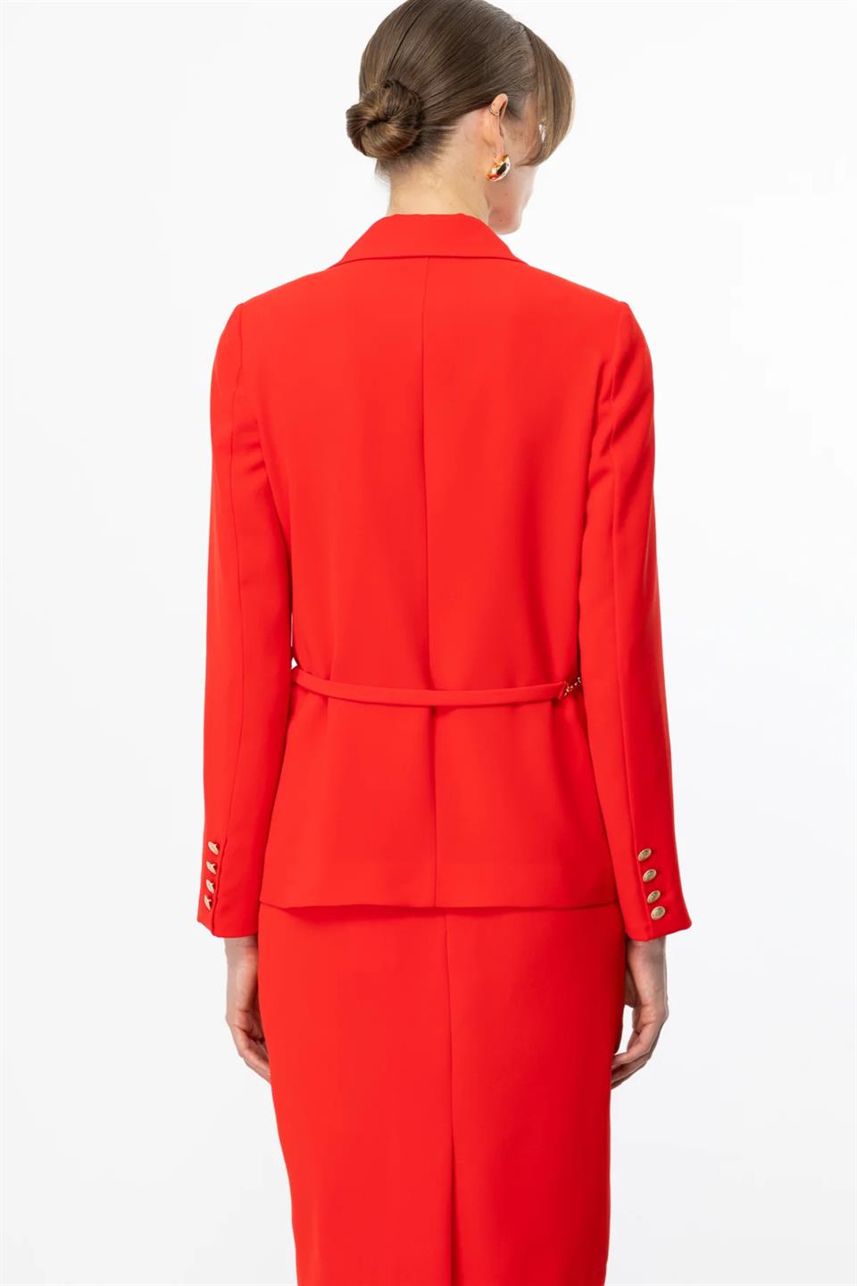 Double Breasted Jacket with a Chain Belt at the Waist, MERCAN