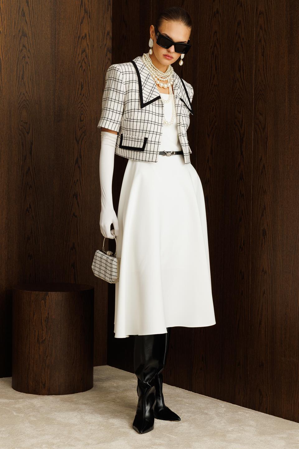 Biye Detaylı Chanel Takım BEYAZ