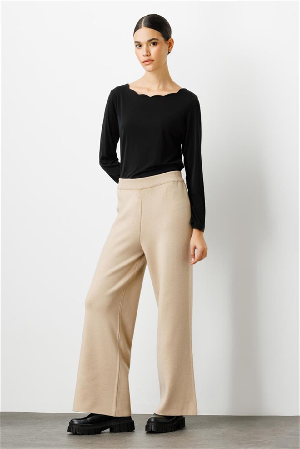 Loose Knitwear Trousers BEIGE