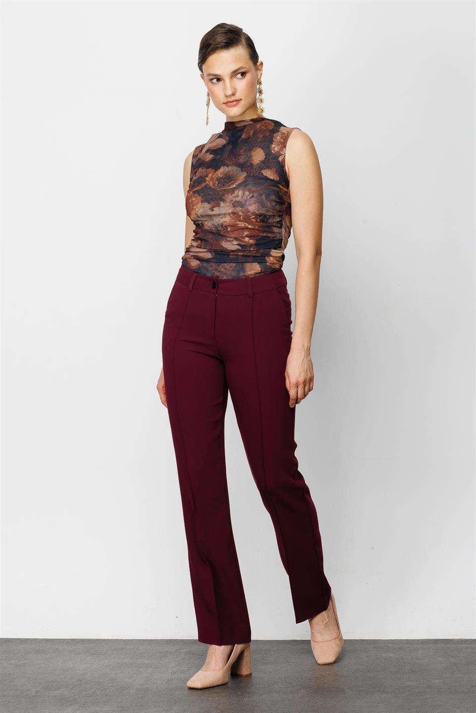 Boru Paça Düz Pantolon MÜRDÜM