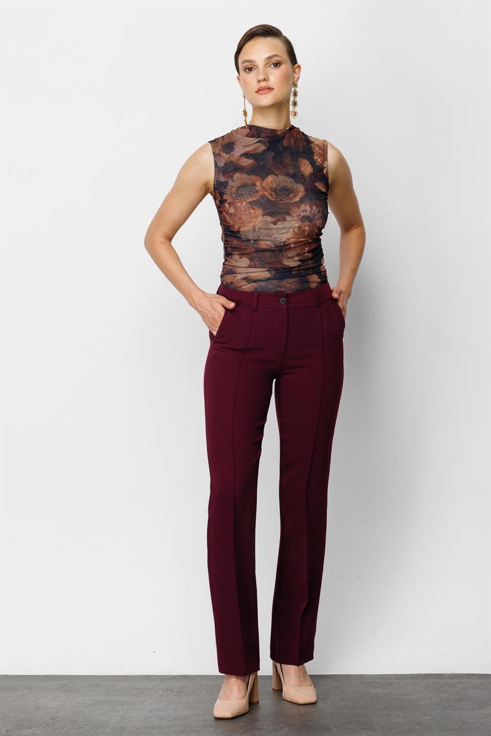 Boru Paça Düz Pantolon MÜRDÜM