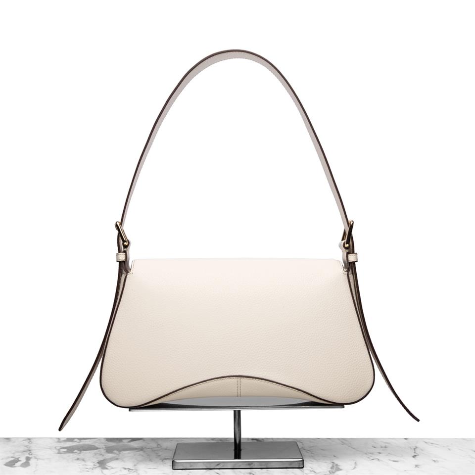 Butterfly Çiçeği Bej Hakiki Deri Kadın Çantası