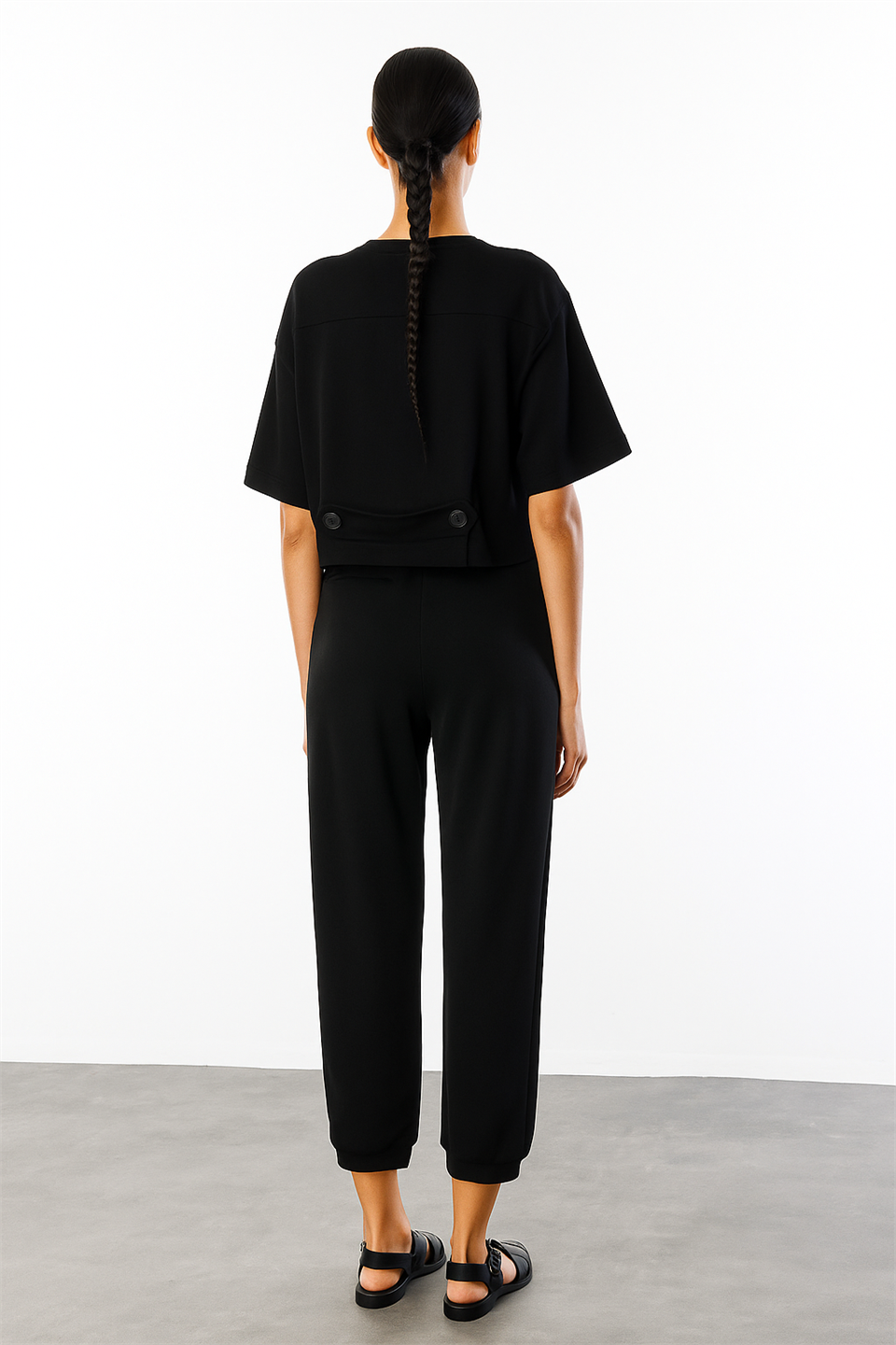 Cep Detay Bluz Pantolonı 2li Takım SİYAH