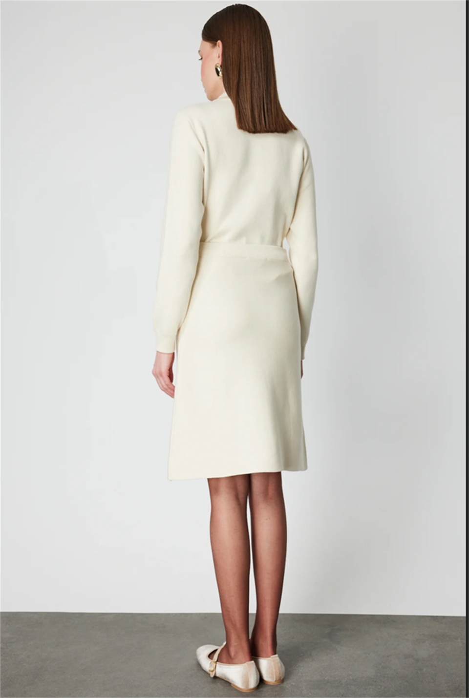 Cep Kapaklı Mini Etek KREM