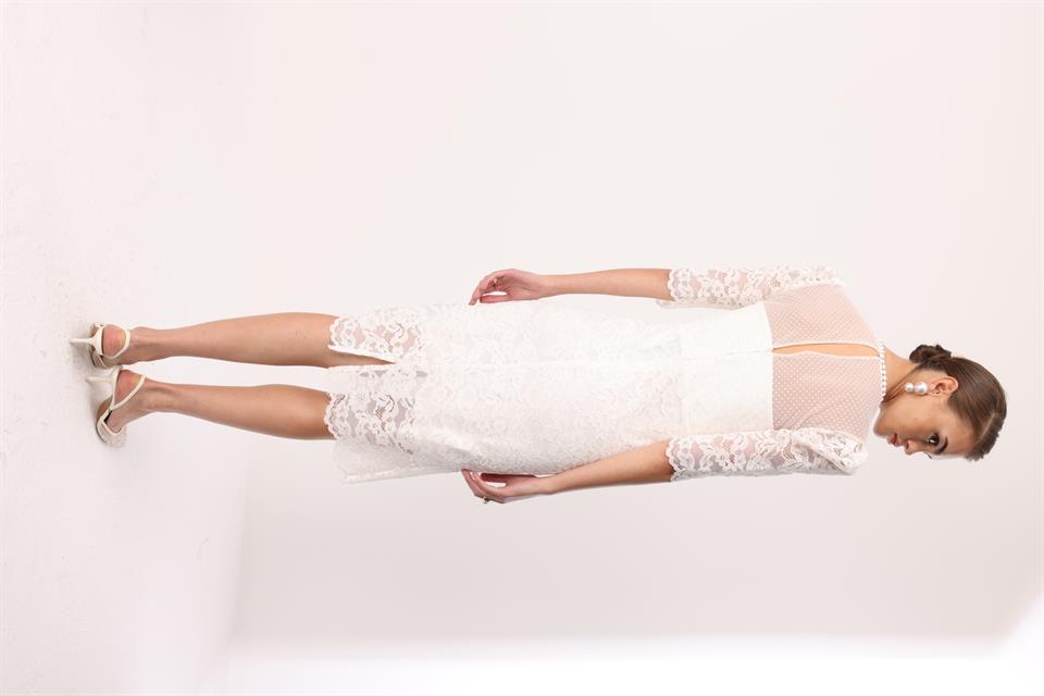 Dantel Detay Elbise EKRU