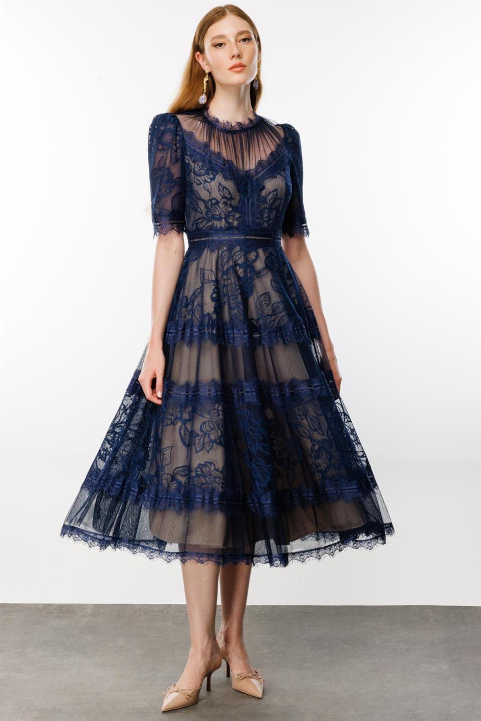 Dantel Elbise LACİVERT