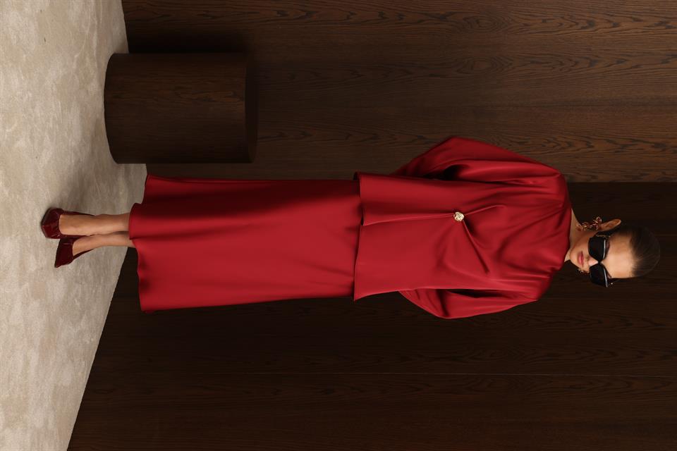 Degaje Yaka Uzun Kol Bluz BORDO