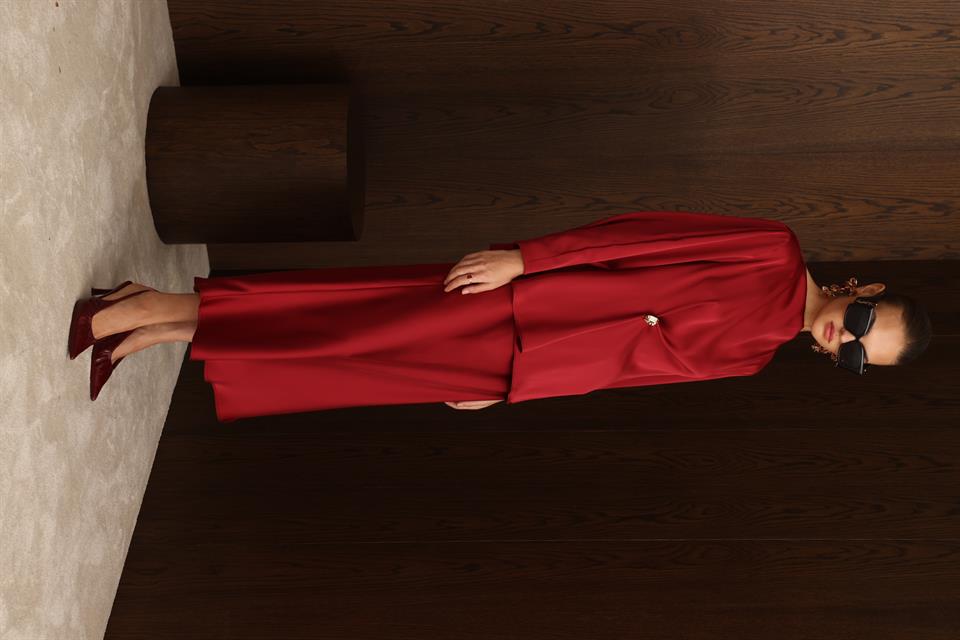 Degaje Yaka Uzun Kol Bluz BORDO