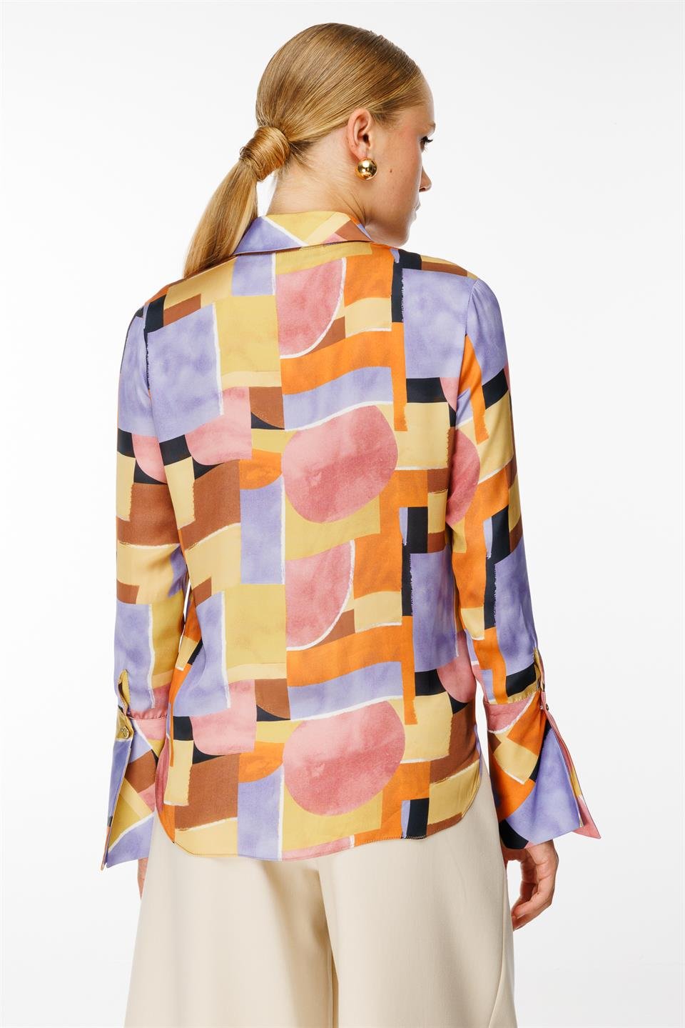 Dijital Baskı Volan Manşetli Gömlek BAKIR