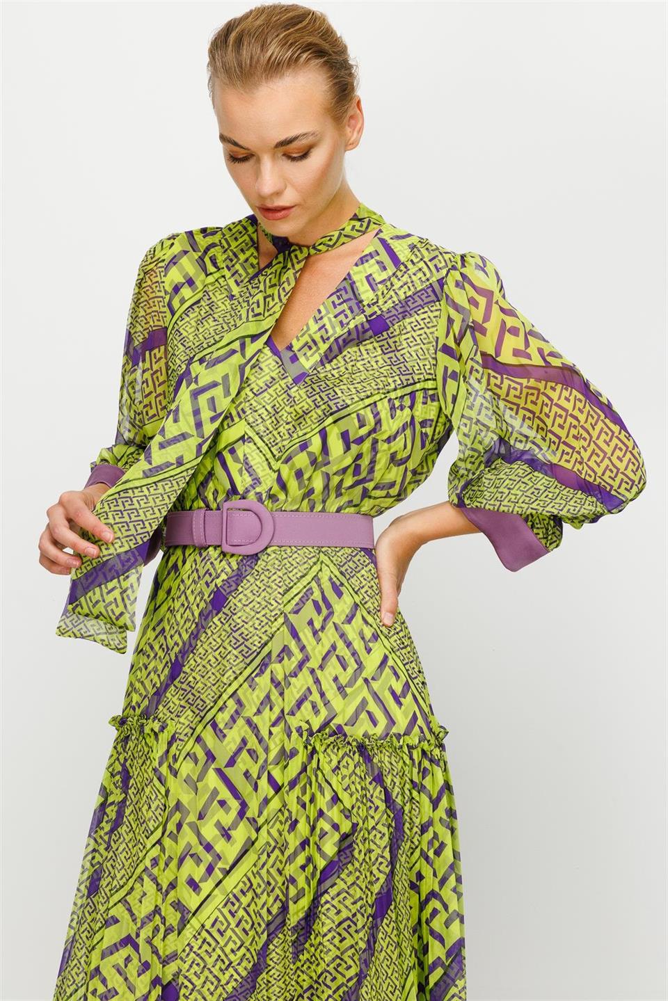 Digital Tie Collar Dress GREEN