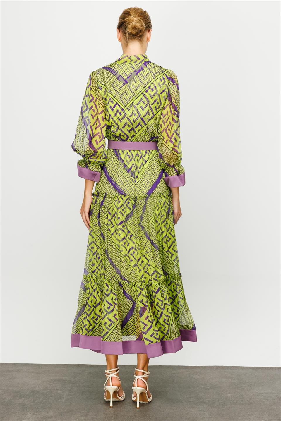 Digital Tie Collar Dress GREEN