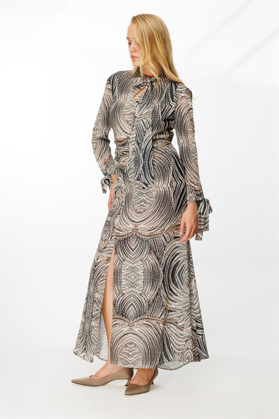 Digital Right Knee Slit Dress with PATTERNED