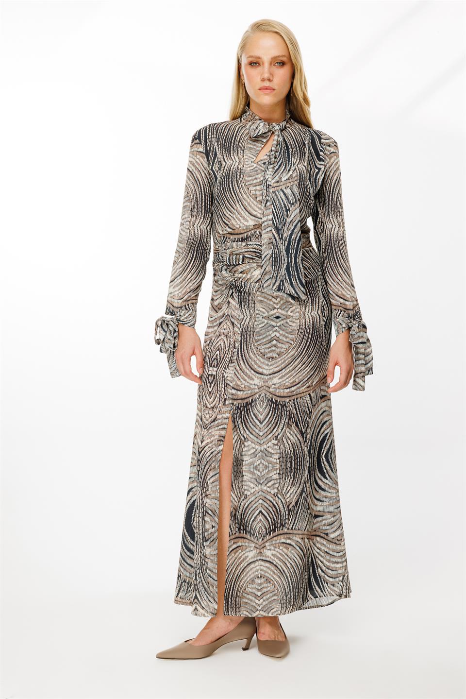 Digital Right Knee Slit Dress with PATTERNED