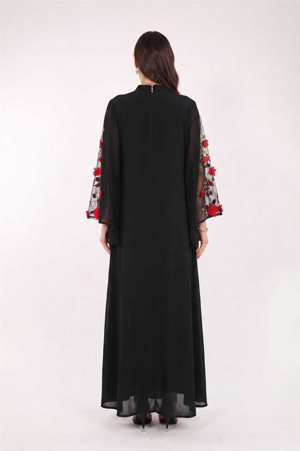 Abaya SİYAH-KIRMIZI