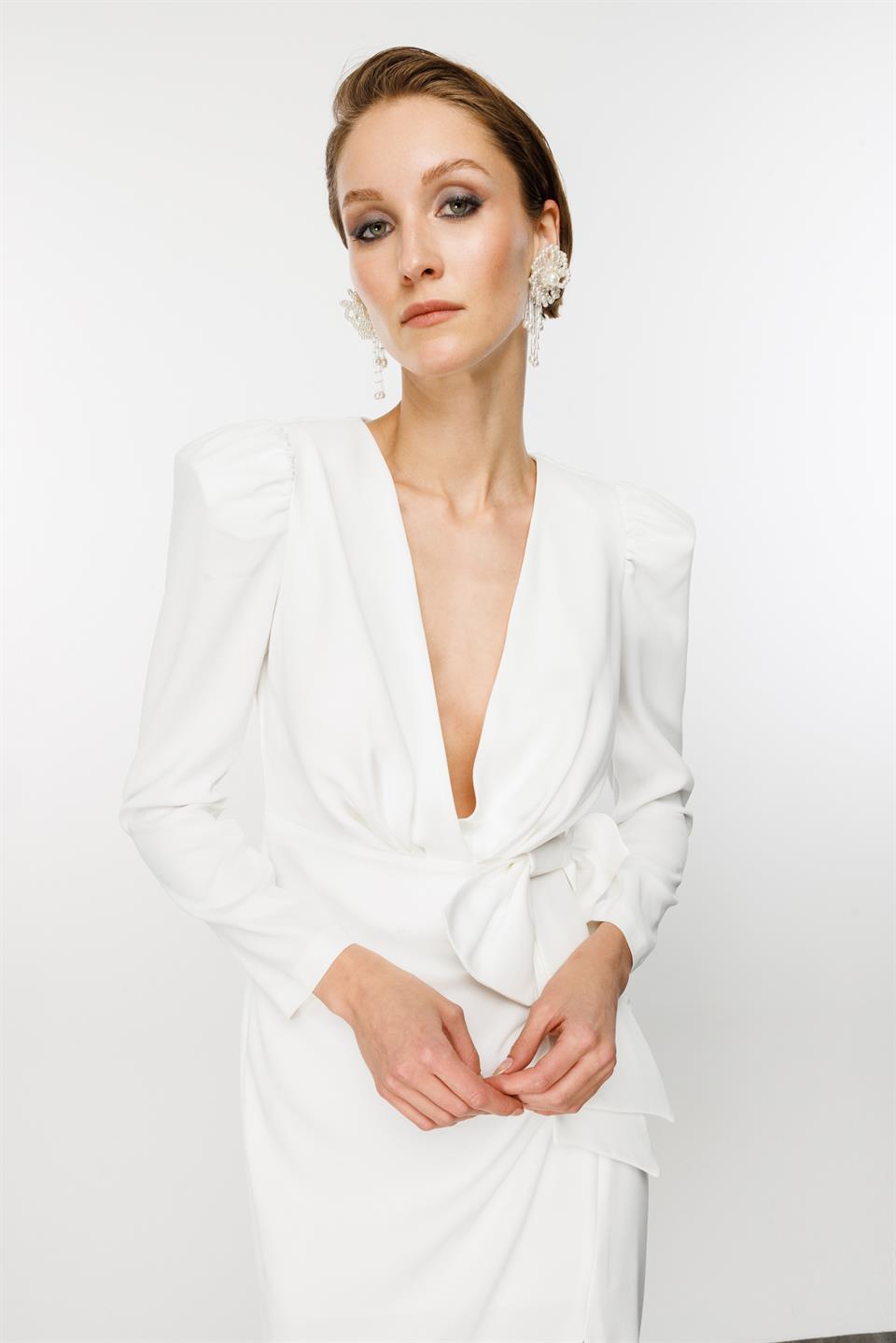 Fiyonklu Elbise BEYAZ