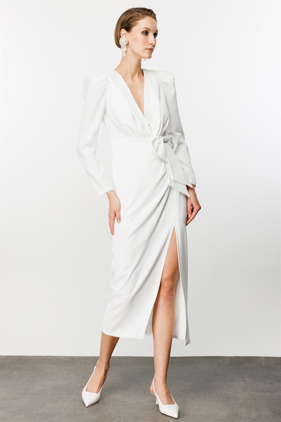 Fiyonklu Elbise BEYAZ