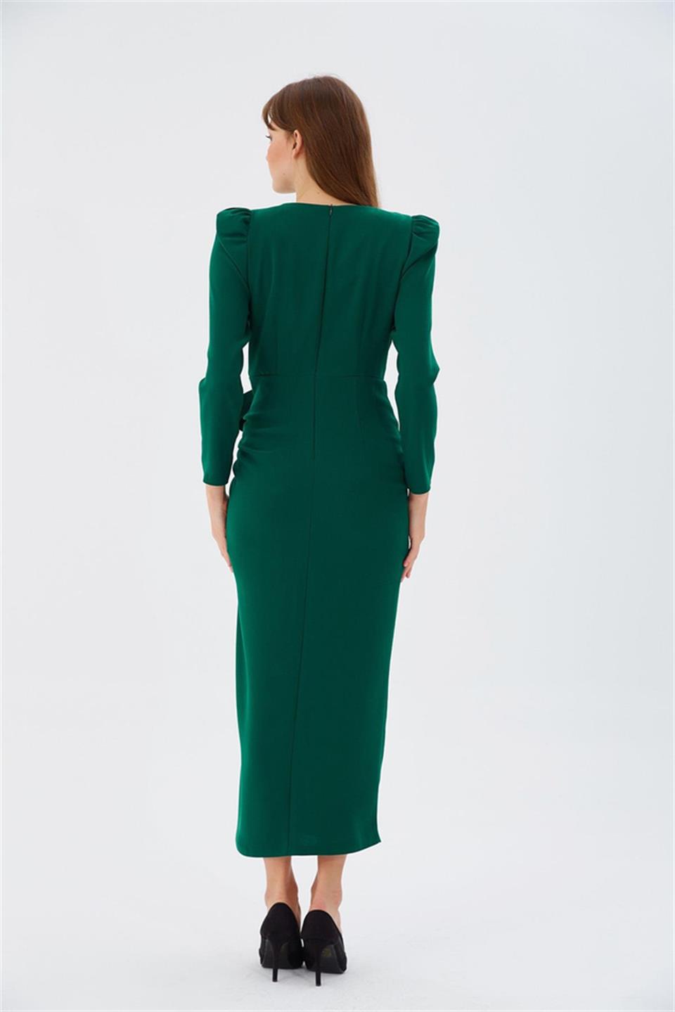 Bow Slit Dress Green