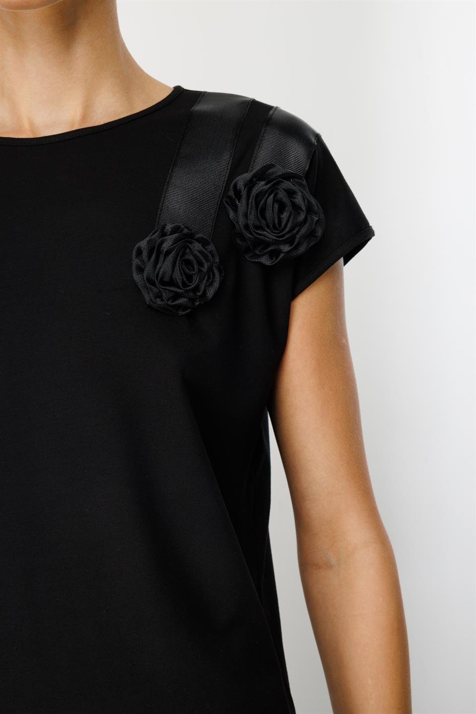 Grogen Çiçekli Bluz SİYAH