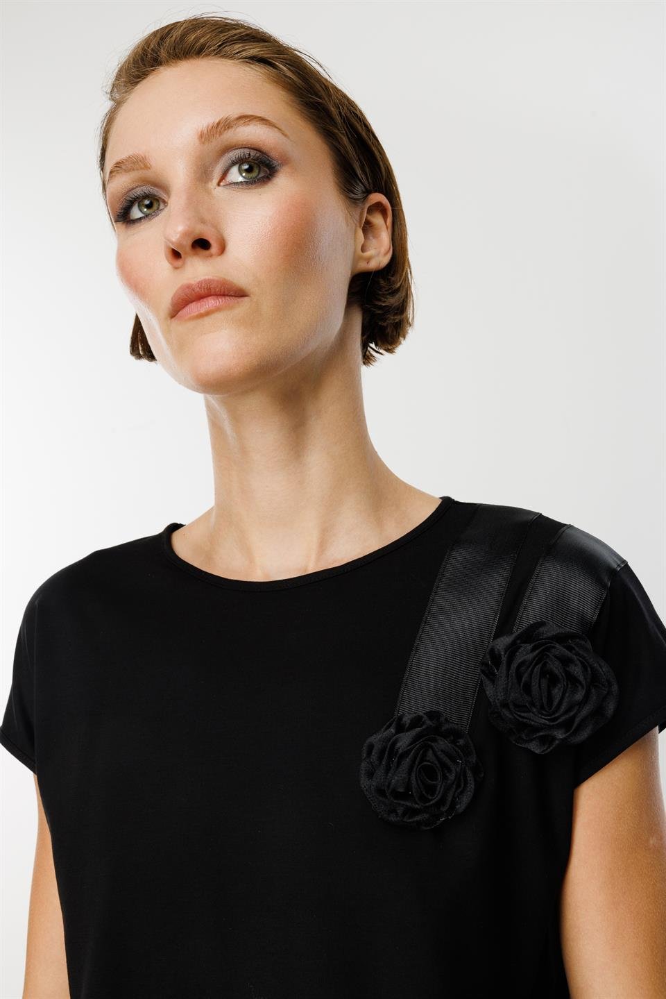 Grogen Çiçekli Bluz SİYAH